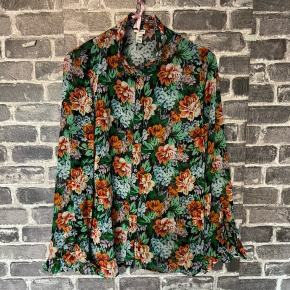 River Island floral print blouse green floral button down - Picture 2 of 10